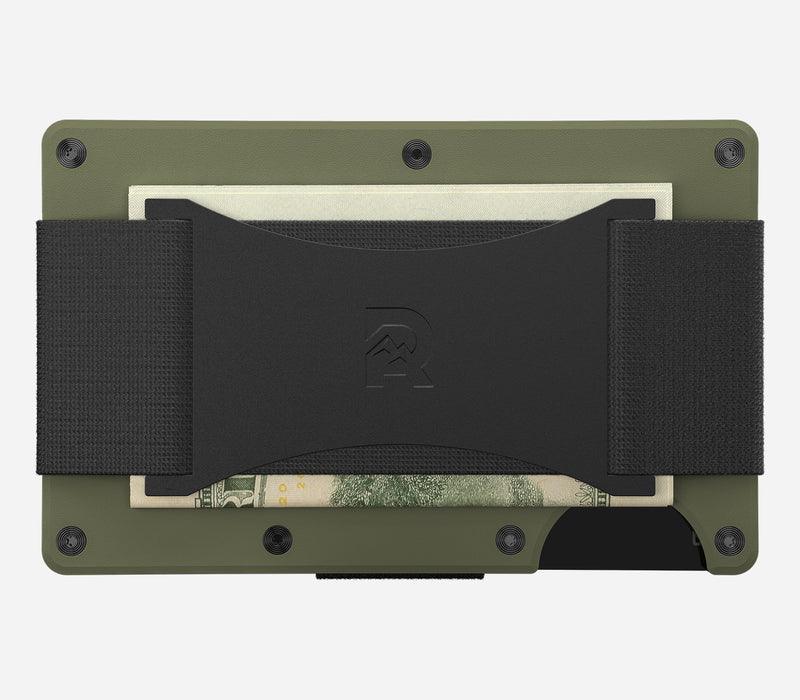 Aluminum | Matte Olive Minimalist Wallet - Cash Strap -  - 