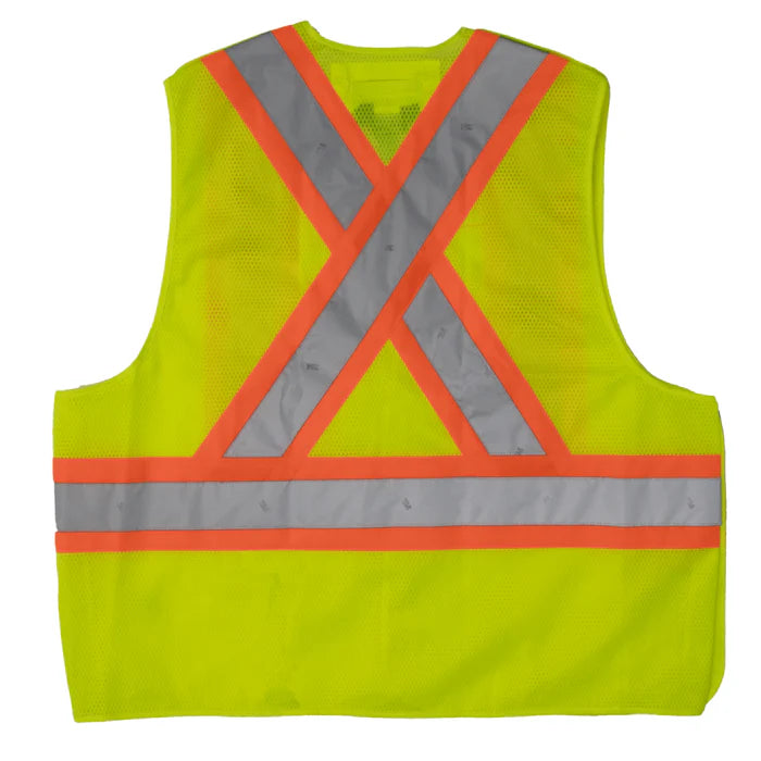 5 Point Tearaway Safety Vest X Back ANSI Class 2 - Lime -  - 