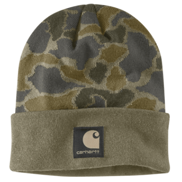 Knit Cuffed Camo Beanie- Burnt Olive Vintage Camo