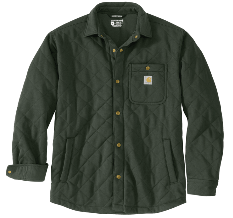 Rain Defender® Loose Fit Heavyweight Quilted Snap Front Shirt Jac- Forestry Green