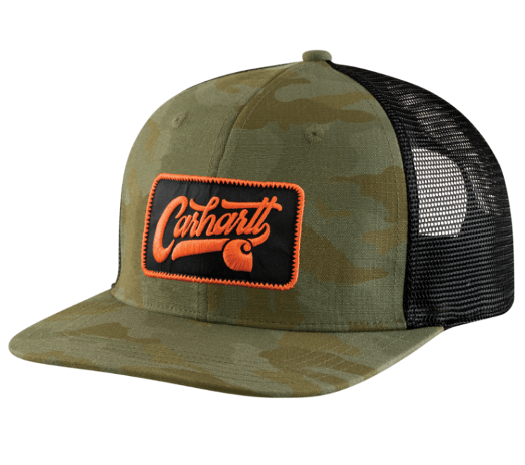 AH7342 M Ripstop MeshBack Camo Patch Cap- Army Green Camo