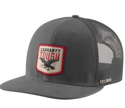 AH7347 WashDuck Flt Brm Eagle Graphic Cap- Gravel