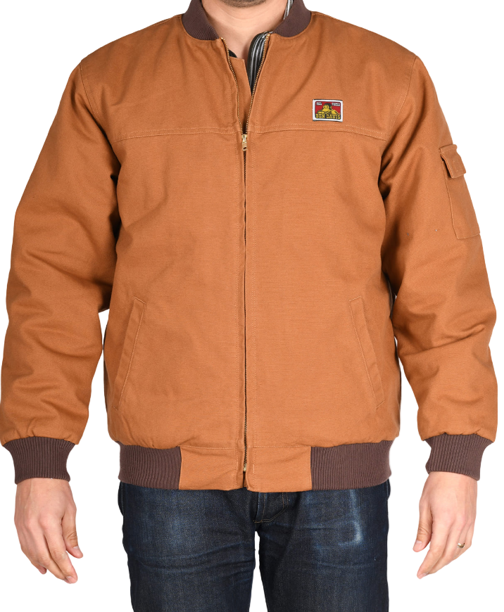 Brown jacket with a brand logo on a white background