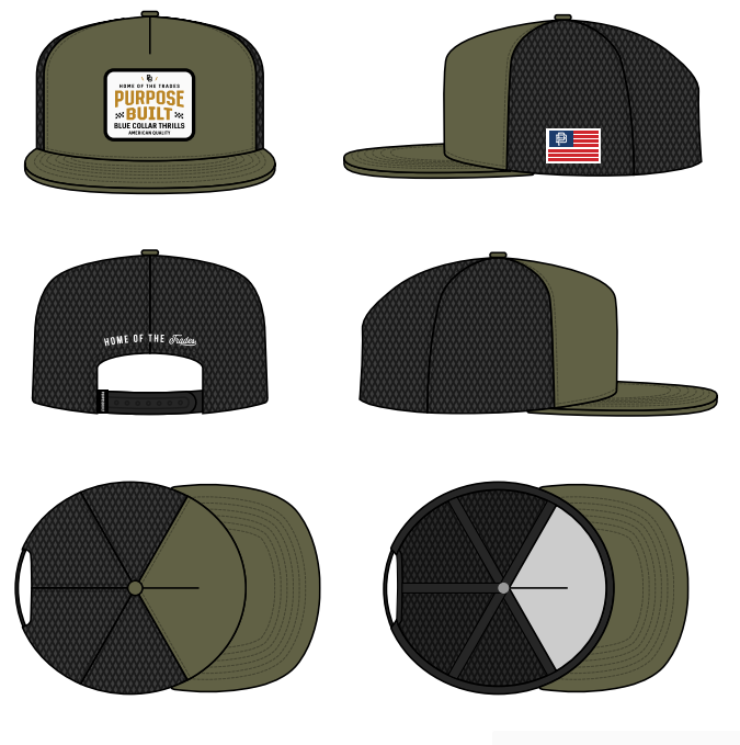 Blue Collar Thrills Meshback, Olive & Black