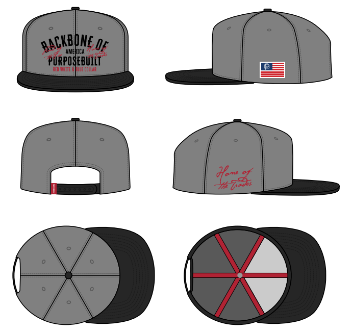 “Backbone of America” Snapback, Grey/Black