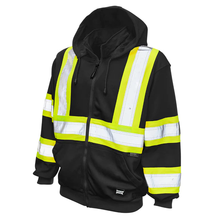 Fleece Unlined Safety Hoodie W/Adjustable Drawcord - Black