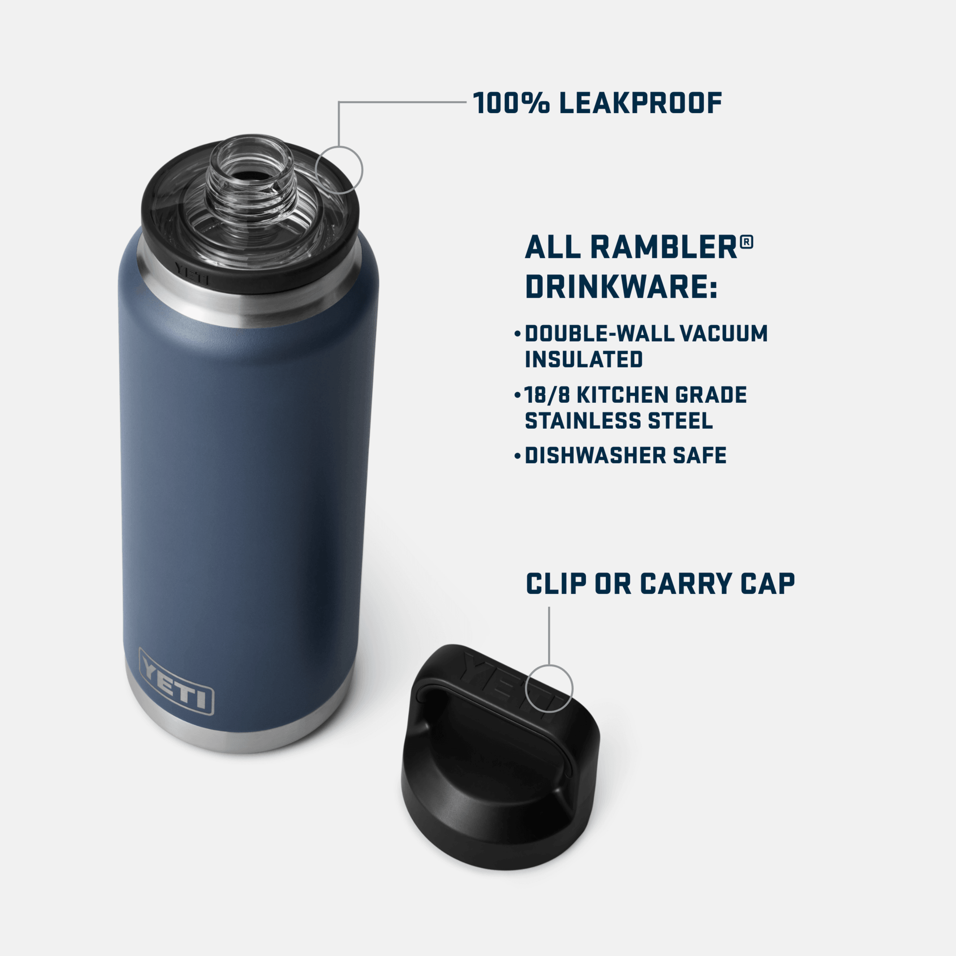 Rambler® 36 oz Water Bottle w/Chug Cap - Black - Purpose-Built / Home of the Trades