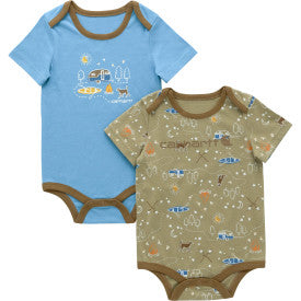 Infant Boys Short Sleeve Camping 2Pc. Bodysuit Set - Dark Khaki