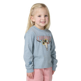 Youth Girls Long-Sleeve Steer T-Shirt - Hydro Heather