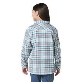 Youth Girls Long-Sleeve Pocket Flannel Shirt - Blue Haze