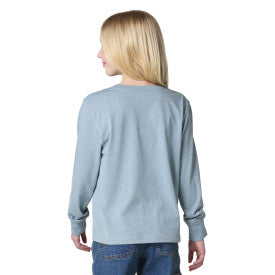 Youth Girls Long-Sleeve Steer T-Shirt - Hydro Heather