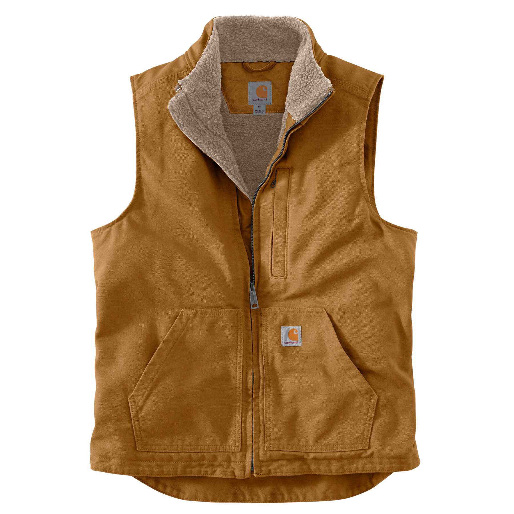 Washed Duck Sherpa Lined Mock Vest - Brown