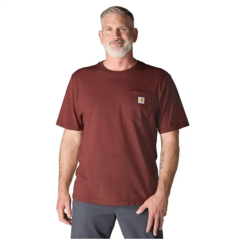 K87 - Loose Fit Heavyweight Pocket Tee- Dark Spice Red