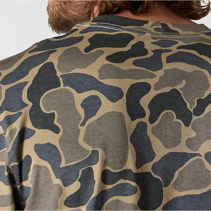 Relaxed Fit HW L/S Pocket Logo Graphic Tee- Khaki/Camo