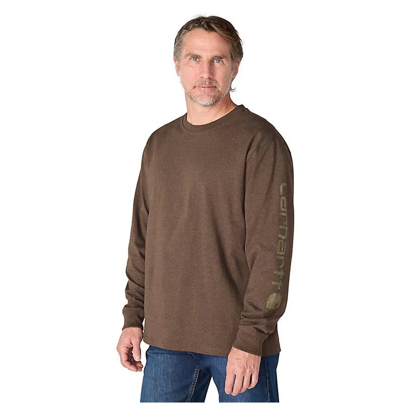 K231 Loose LS Logo T-Shirt- Dark Clove Heather