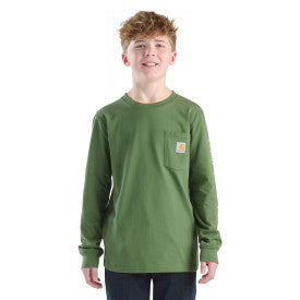 Youth Boys Long-Sleeve Pocket T-shirt - Bronze Green