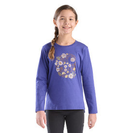 Youth Girls Long-Sleeve Floral C T-Shirt - Navy Blue