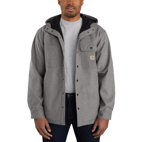 Rain Defender® Heavyweight Hooded Shirt Jacket Black Heather