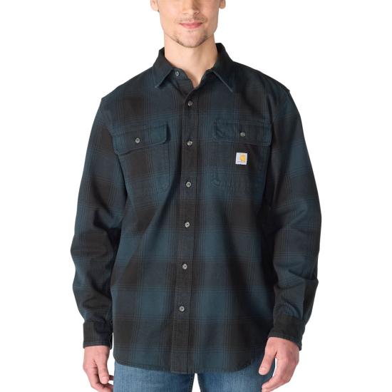 Hubbard Loose LS Plaid Shirt- Deep Smoke Blue