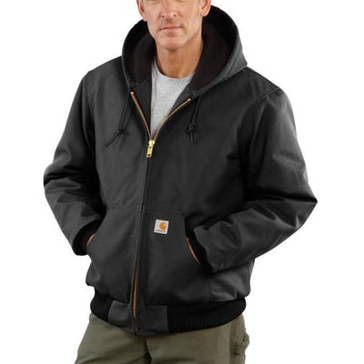Flannel-Lined Active Jac J140 - Loose Fit - Firm Duck - 3 Warmest Rating - Black