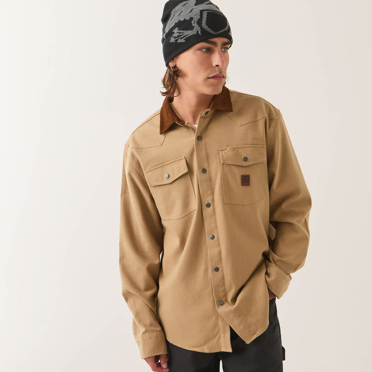 Bowery Builders Ranch Performance Flannel- Khaki/Brown