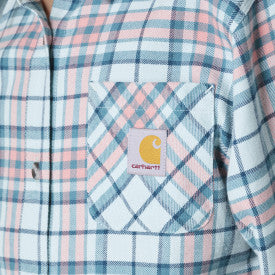 Youth Girls Long-Sleeve Pocket Flannel Shirt - Blue Haze