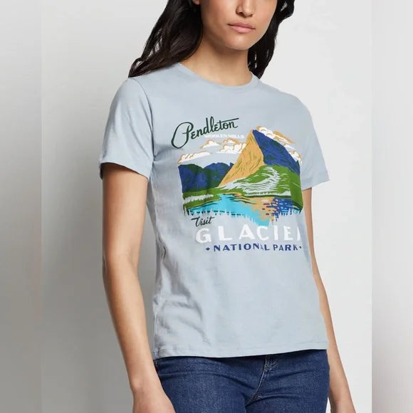 Glacier National Park Graphic Tee- Blue Fog
