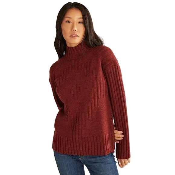 Women's Oversized Turtleneck Sweater- Berry