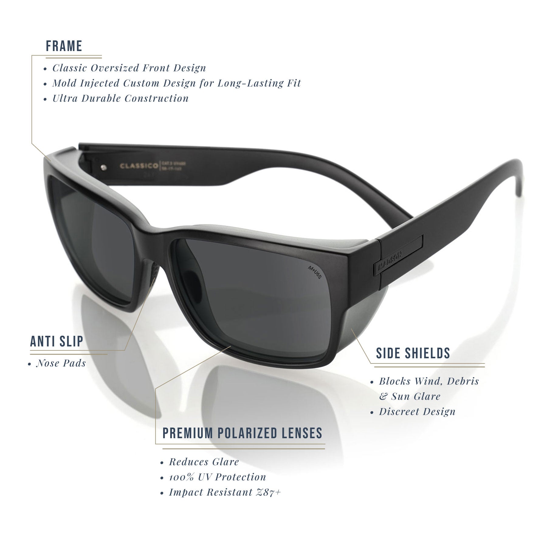 Classico Pro - Black on Black / Grey Polarized (Z87+)