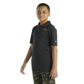 Youth Boys Short Sleeve Force Sun Defender Polo - Caviar Black