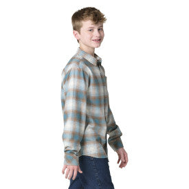 Youth Boys Long-Sleeve Flannel Button-Front Shirt - Hydro