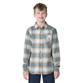 Youth Boys Long-Sleeve Flannel Button-Front Shirt - Hydro