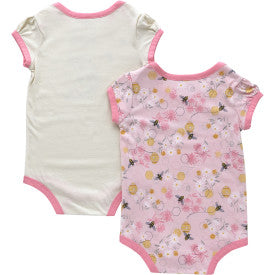 Infant Girls Short Sleeve Bee Print 2Pc. Bodysuit Set - Turtle Dove