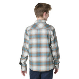 Youth Boys Long-Sleeve Flannel Button-Front Shirt - Hydro
