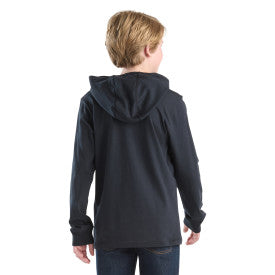 Youth Boys Long-Sleeve Hooded Graphic T-Shirt - Caviar Black