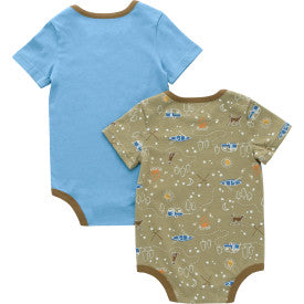 Infant Boys Short Sleeve Camping 2Pc. Bodysuit Set - Dark Khaki