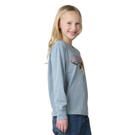 Youth Girls Long-Sleeve Steer T-Shirt - Hydro Heather