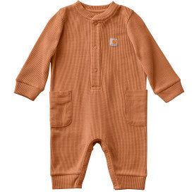 Infant Long Sleeve Thermal Snap Front Coverall -Carhartt Brown Heather