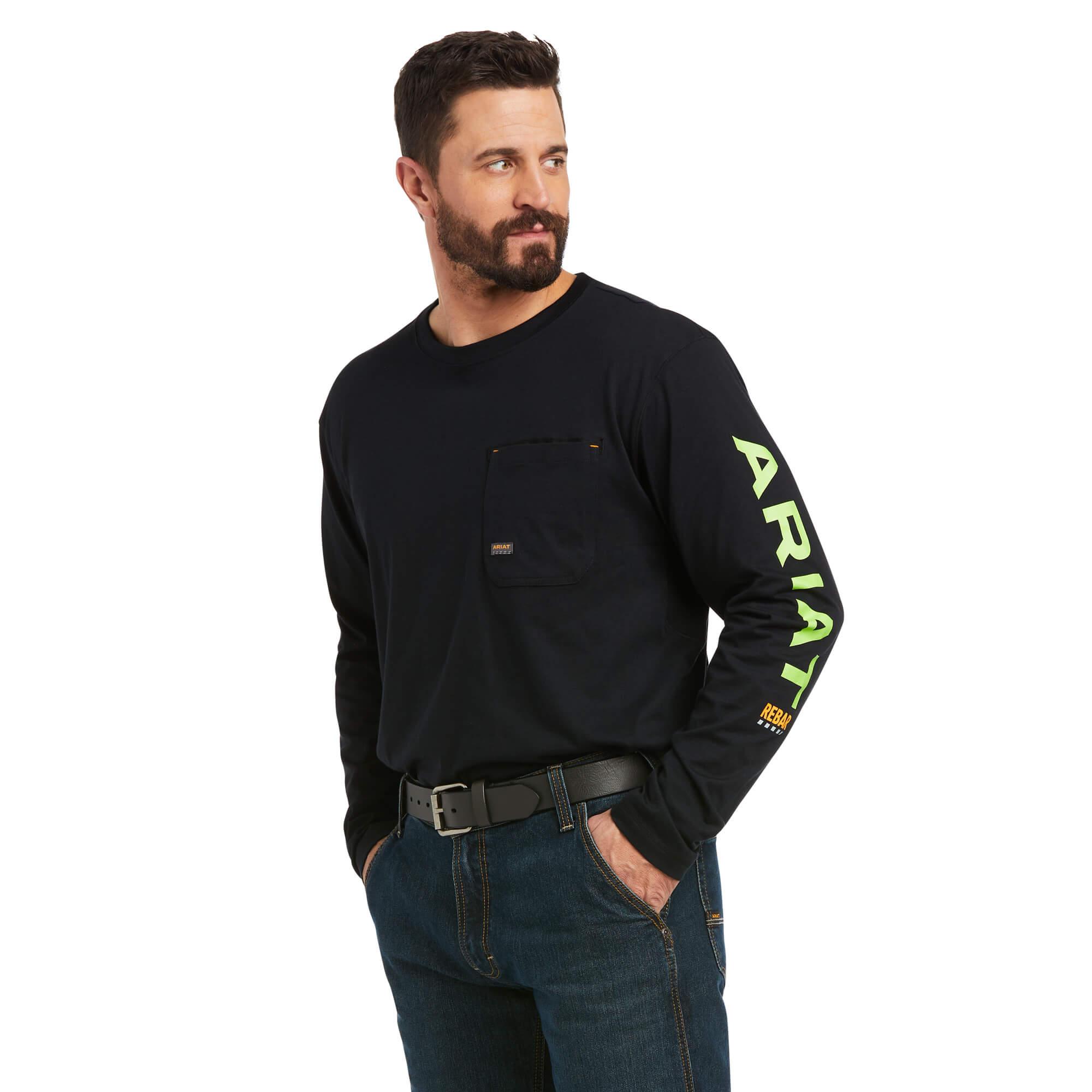 REBAR WORKMAN LOGO LS BLK/LM - Purpose-Built / Home of the Trades